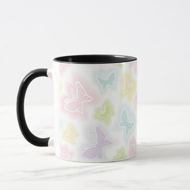 Mug Arrière - plan avec des papillons dans l'aquarelle (Gauche)