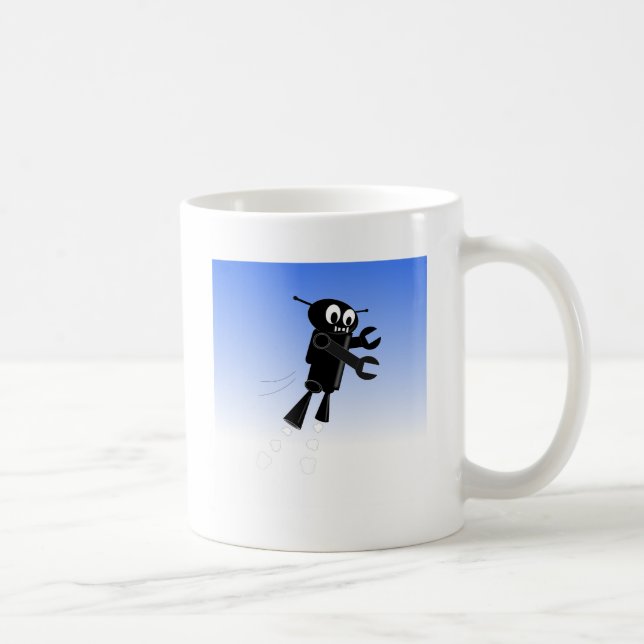 Mug Arrière - plan Black Flying Robot Blue Sky (Droite)