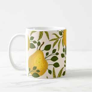 Mug Arrière - plan blanc Feuille de poires jaunes