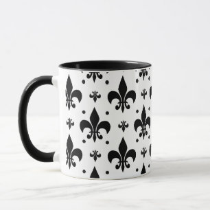 Mug Arrière - plan blanc Fleur-de-lis Motif design