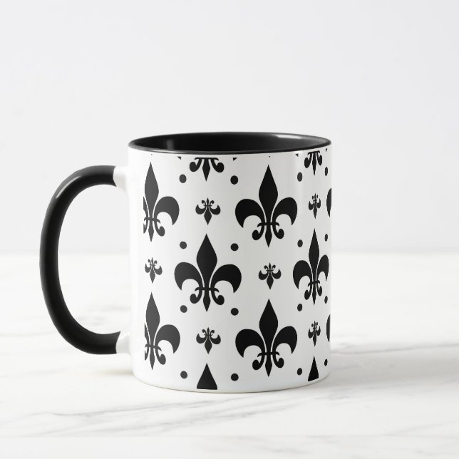 Mug Arrière - plan blanc Fleur-de-lis Motif design (Gauche)