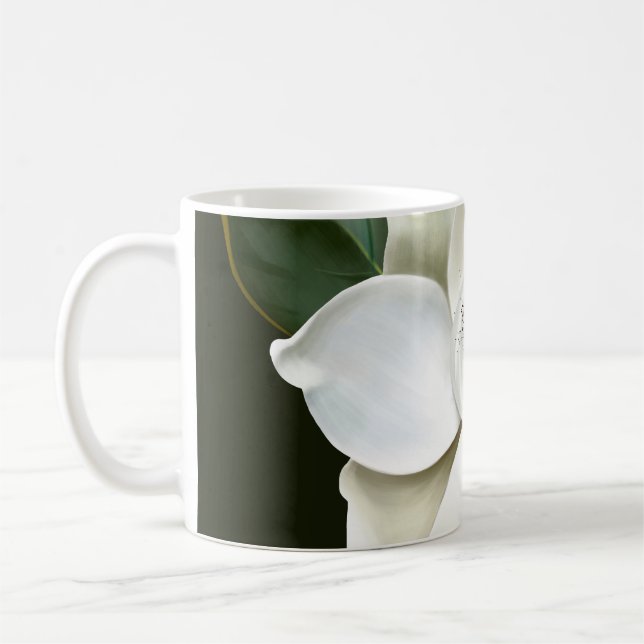 Mug Arrière - plan blanc Magnolia Closeup Vert (Gauche)