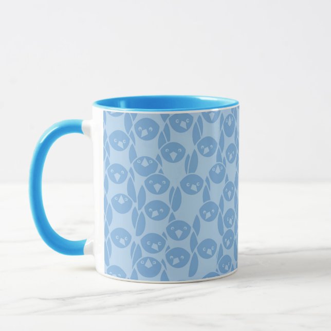 Mug Arrière - plan bleu de motif de pingouins (Gauche)
