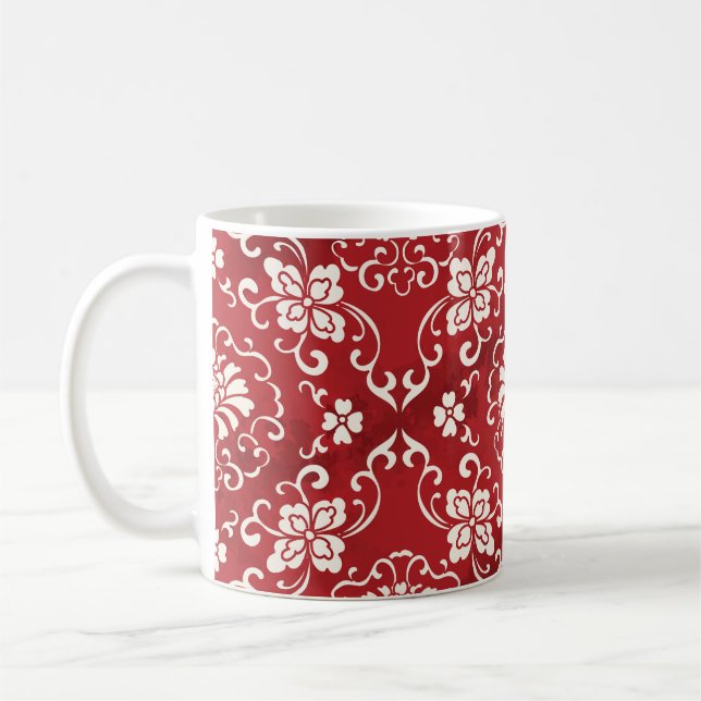 Mug Arrière - plan chinois en spirale rouge fleur. (Gauche)