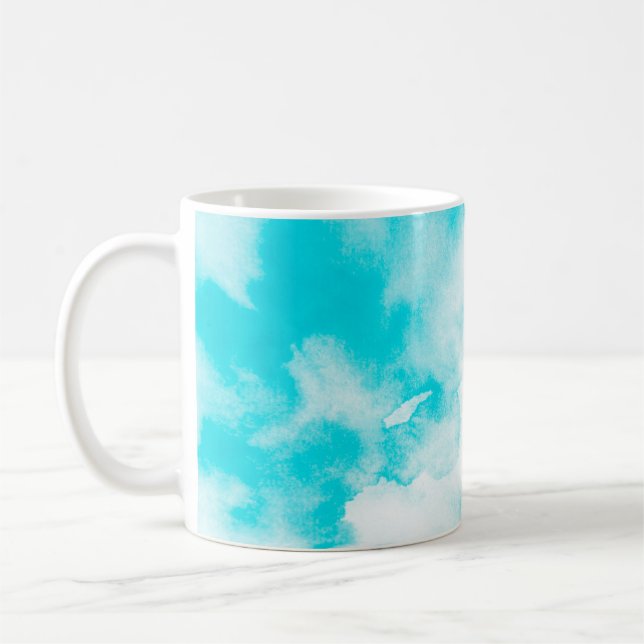 Mug Arrière - plan d'aquarelle bleu (Gauche)