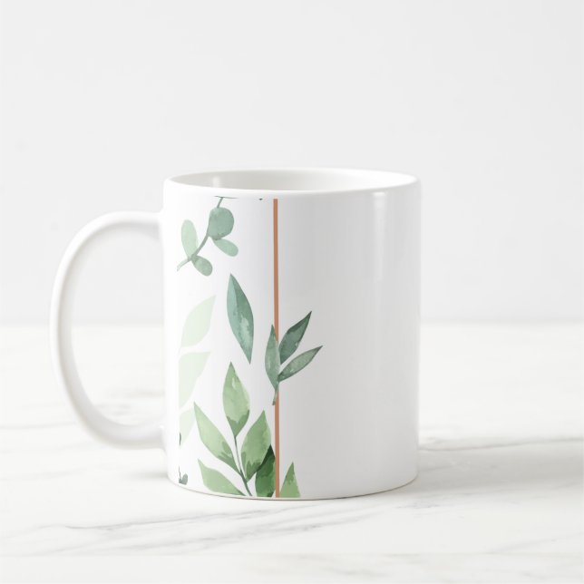 Mug Arrière - plan d'aquarelle feuille du cadre (Gauche)