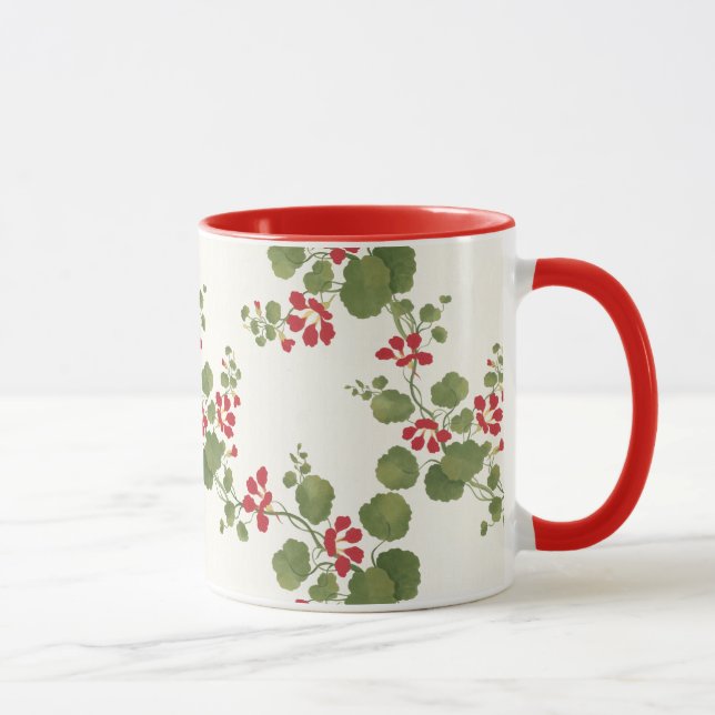 Mug Arrière - plan de crèmes de Nasturtium rouge (Droite)