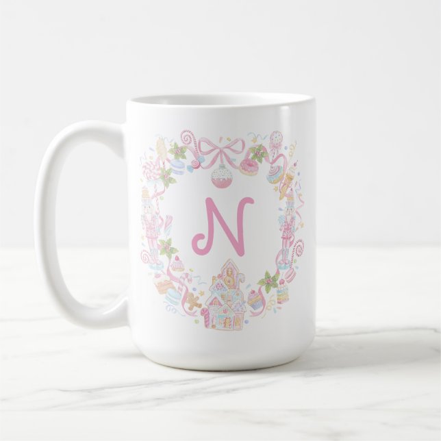 Mug Arrière-plan de crest de monogramme de friandises  (Gauche)
