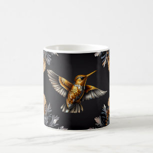 Mug Arrière - plan de fleurs Mignonne Hummingbird Gold