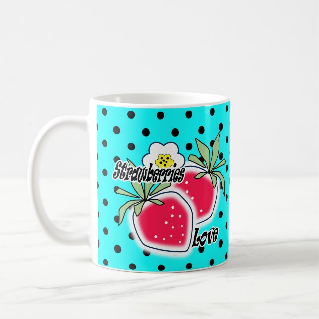 Mug Arrière - plan de pois turquoise (Gauche)