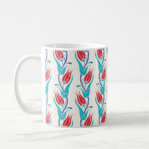 Mug Arrière - plan de tulipes. Motif turc traditionne