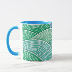 Mug Arrière - plan des vagues vertes abstraites