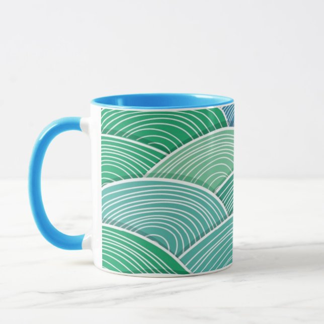 Mug Arrière - plan des vagues vertes abstraites (Gauche)