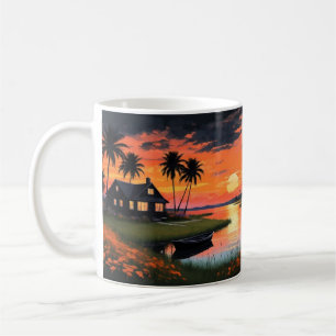 Mug Arrière - plan D'Été Avec Palmiers Couchés De Sole