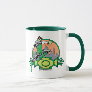 Mug Arrière - plan et logo verts de ville de lanterne