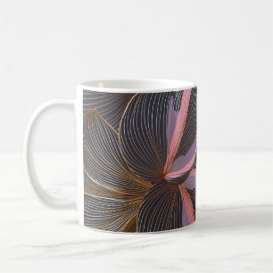 Mug Arrière - plan floral doré de luxe avec trop