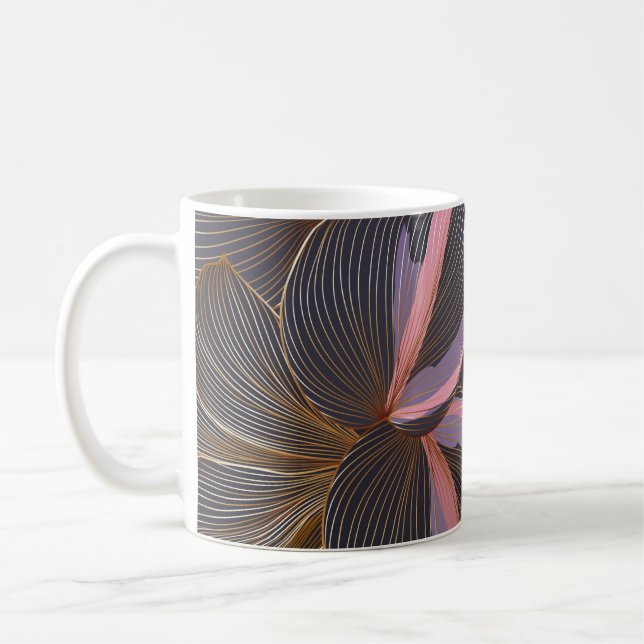 Mug Arrière - plan floral doré de luxe avec trop (Gauche)