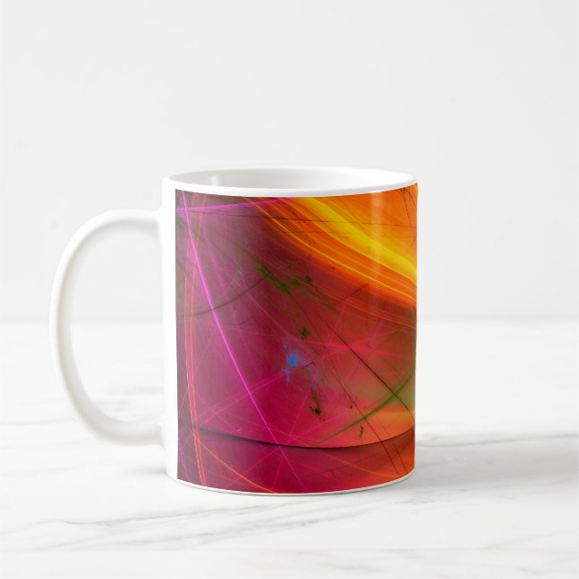 Mug arrière - plan fractal abstrait jaune 3d rendu3d, (Gauche)