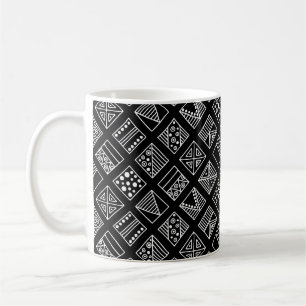Mug Arrière - plan géométrique noir et blanc avec m