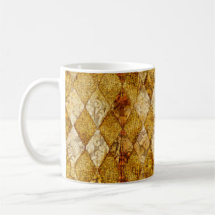 Mug arrière - plan géométrique rétro en couleurs dorée