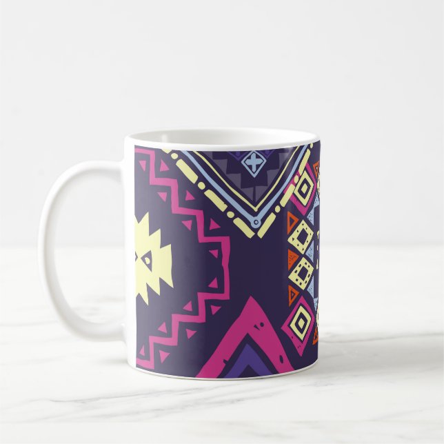 Mug Arrière - plan géométrique tribal, primitif. (Gauche)