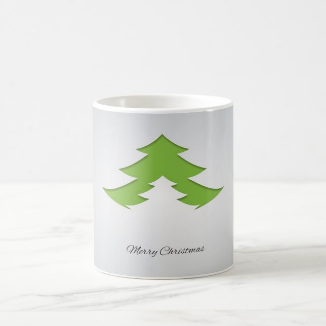 Mug Arrière - plan gris avec arbre de Noël (Centre)