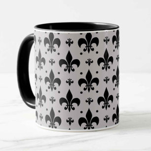Mug Arrière - plan gris Fleur-de-lis Motif Design