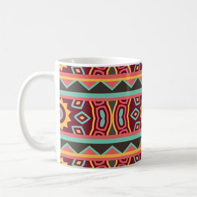 Mug Arrière - plan noir : Aztèque ethnique sans coutur (Gauche)