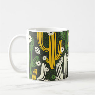 Mug Arrière - plan noir Cactus Motif Vintage