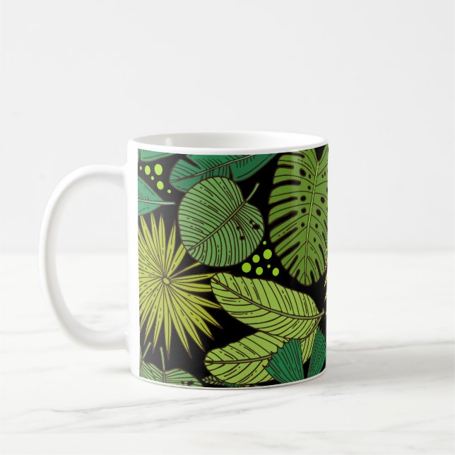 Mug Arrière - plan noir Feuille tropical (Gauche)
