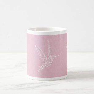 Mug Arrière - plan rose colibri blanc