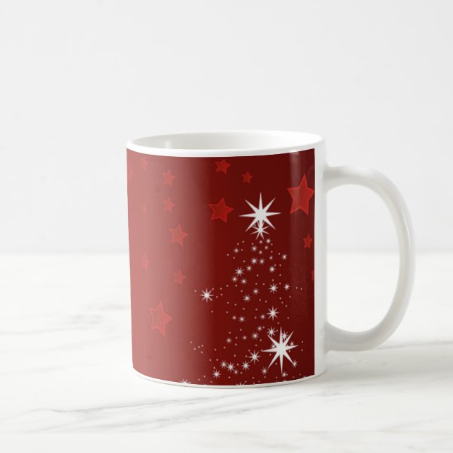 Mug Arrière - plan rouge avec sapin de Noël étoilé (Droite)