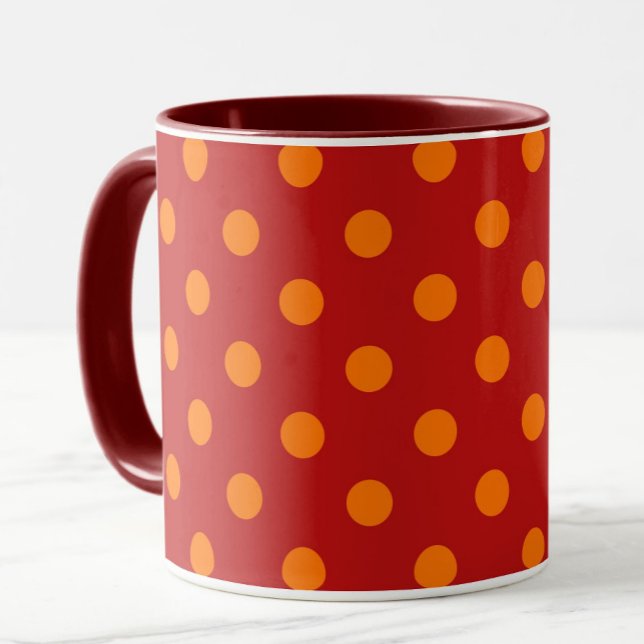 Mug Arrière - plan rouge Orange Pois Design (Créateur téléchargé)