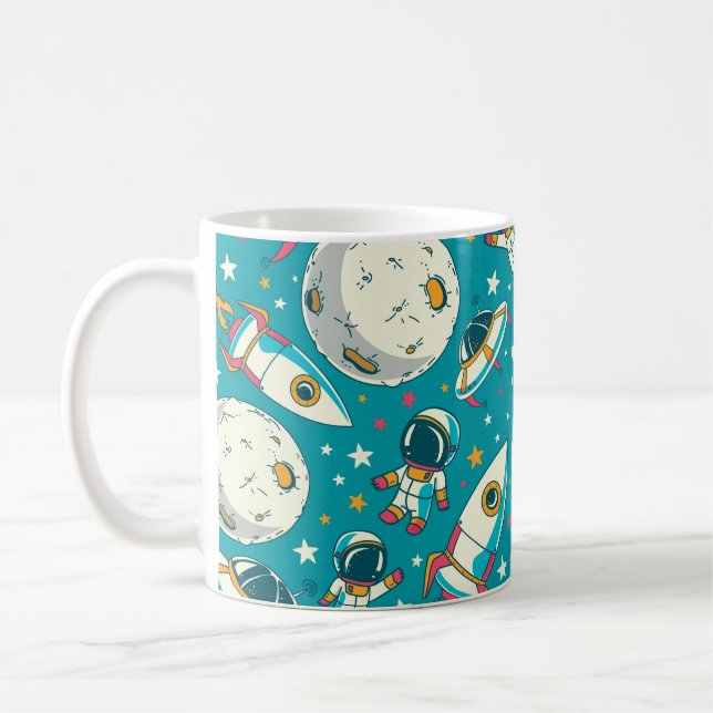 Mug Arrière - plan sans couture avec astronautes de do (Gauche)