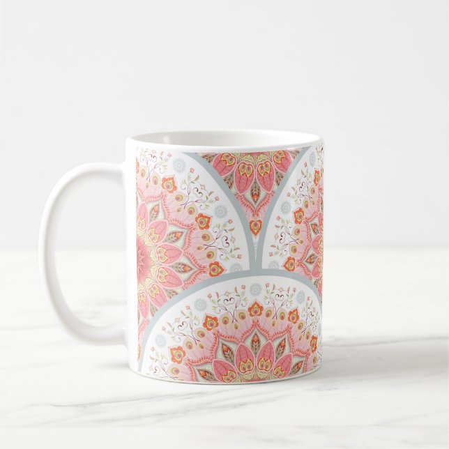Mug Arrière - plan sans couture avec un ornement rond. (Gauche)