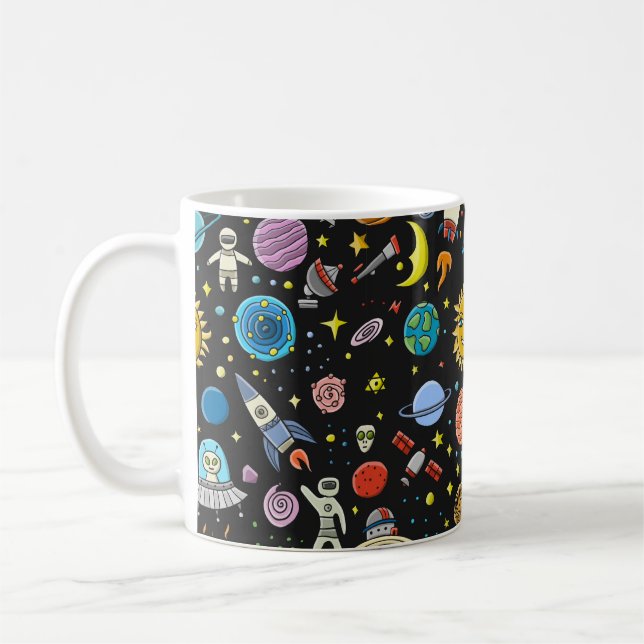 Mug Arrière - plan spatial. Planètes du système solair (Gauche)