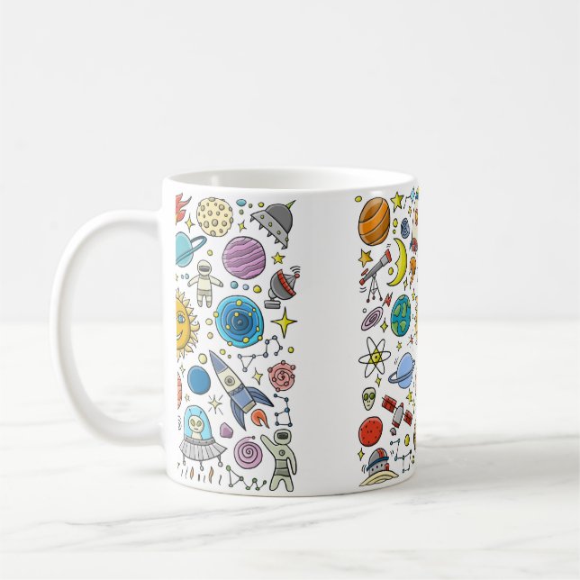 Mug Arrière - plan spatial. Planètes du système solair (Gauche)