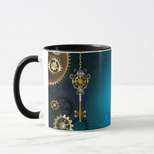 Mug Arrière - plan turquoise à vapeur avec Gears