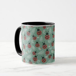 Mug Arrière - plan vert de la forêt de Ladybugs