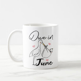 Mug Arrivée prévue en juin Cygne mignon portant un nou