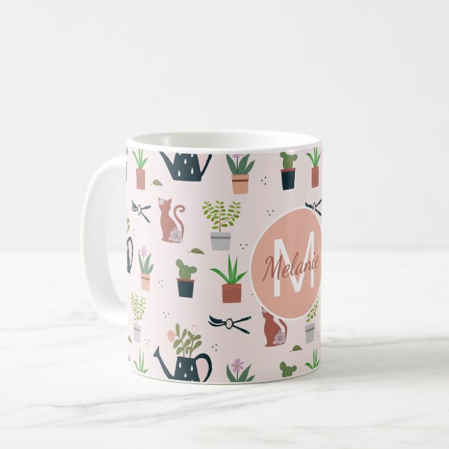 Mug Arrosage Can Chats Plante Jardinage personnalisé (Devant gauche)