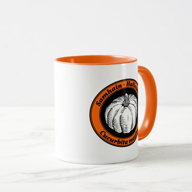 Mug Art à l'encre de citrouille Halloween noir orange  (Devant droit)