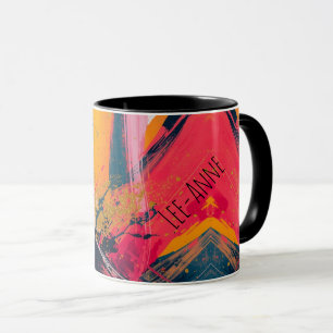 Mug Art à nom personnalisé en or et tourbillons coloré