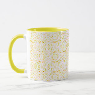Mug Art Abstrait Acrylique Jaune Blanc Prismatique