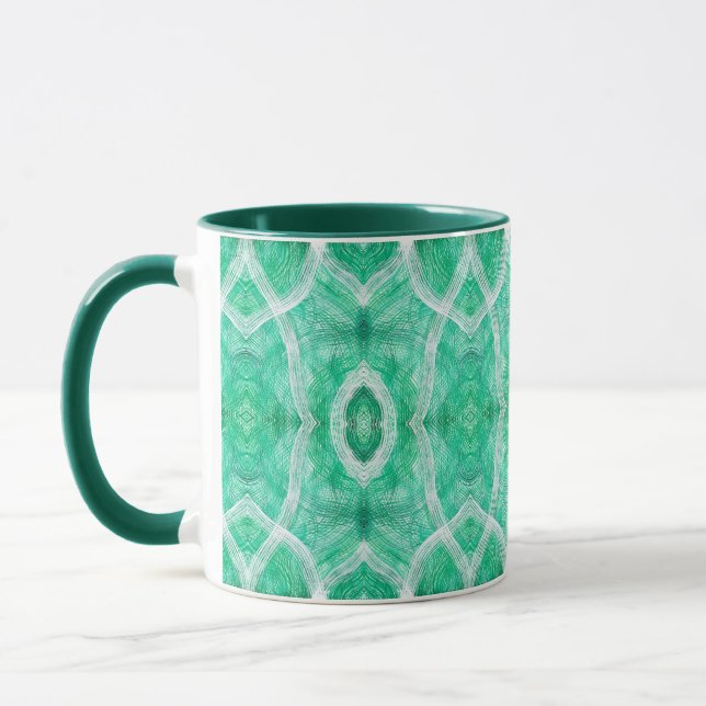 Mug Art abstrait aquarelle vert lumière poussée (Gauche)