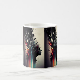 Mug Art abstrait boho avec visage de fille