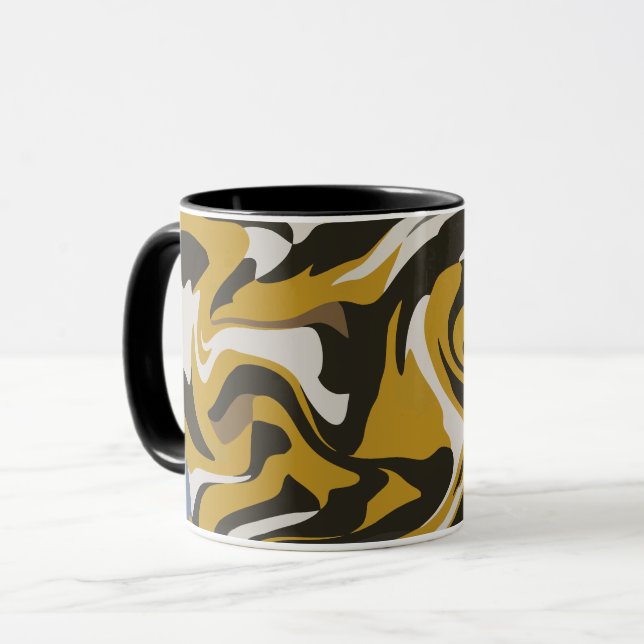 Mug Art Abstrait Brun Terreux avec Tourbillons Fluides (Devant gauche)