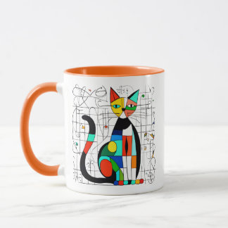 Mug Art Abstrait Coloré de Chat Cubiste Cubisme