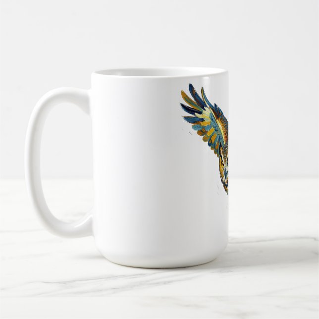 Mug Art abstrait de chouette volante avec coup de pinc (Gauche)