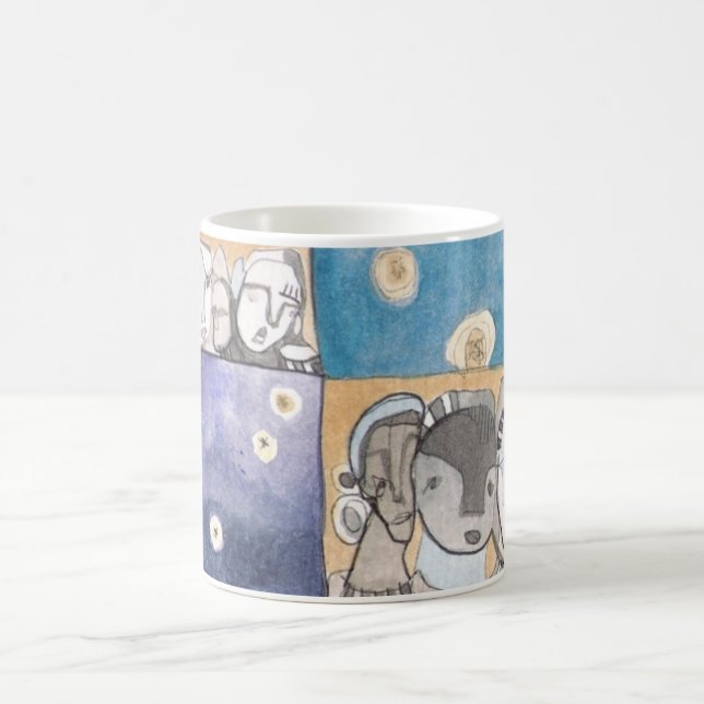Mug Art abstrait de Torrant de visages et d'étoiles de (Centre)